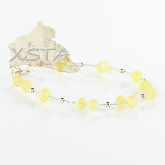 Raw amber yellow bracelet with wire